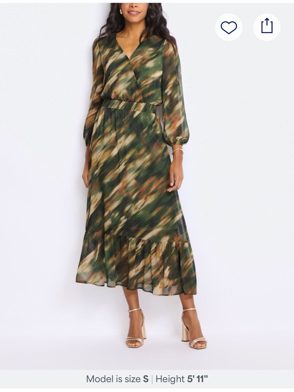 nine britton Green Multi-Print Wrap Midi Dress 🍃